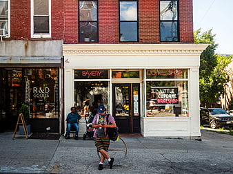 Urban Bakery and Coffee Shop Street Scene