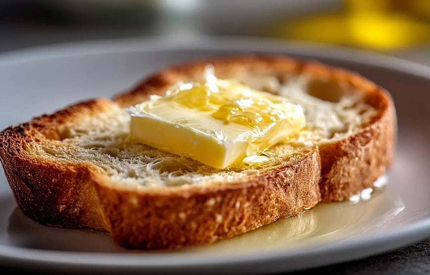 Golden Toast with Melting Butter and Honey Drizzle
