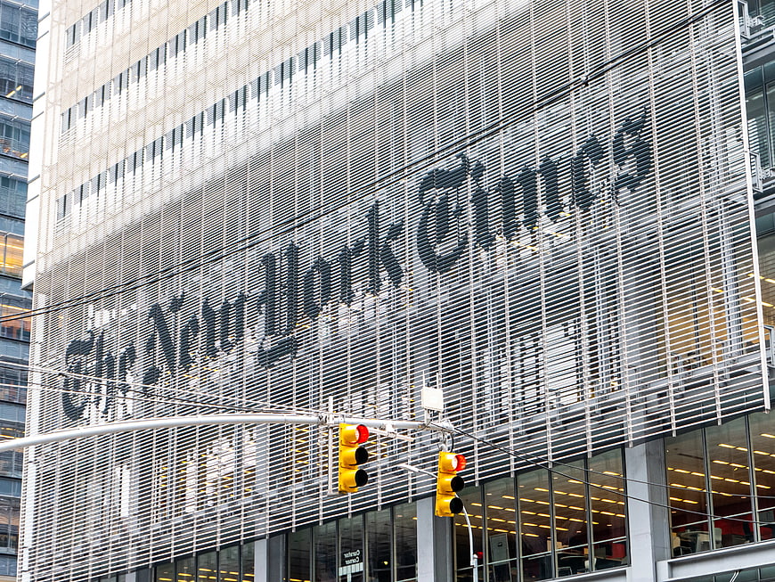 The New York Times Building Facade in Manhattan