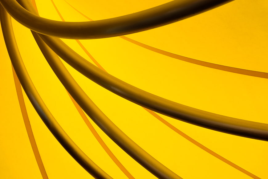 Abstract Yellow Curved Lines on Vibrant Background
