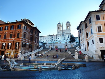 Spanish Steps and Fontana della Barcaccia in Rome, Italy