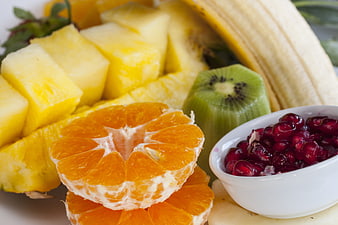 Fresh Tropical Fruit Platter with Pineapple, Kiwi, and Pomegranate