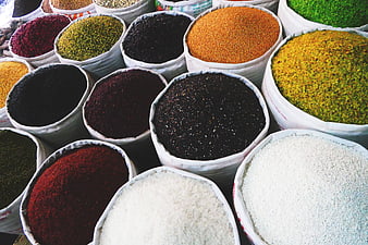 Colorful Assortment of Spices in Open Sacks