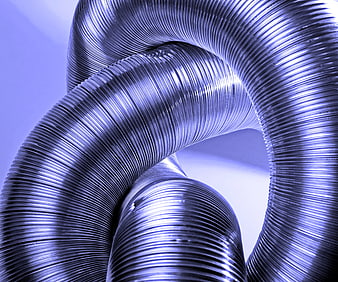 Abstract Close-Up of Twisted Flexible Aluminum Ventilation Duct