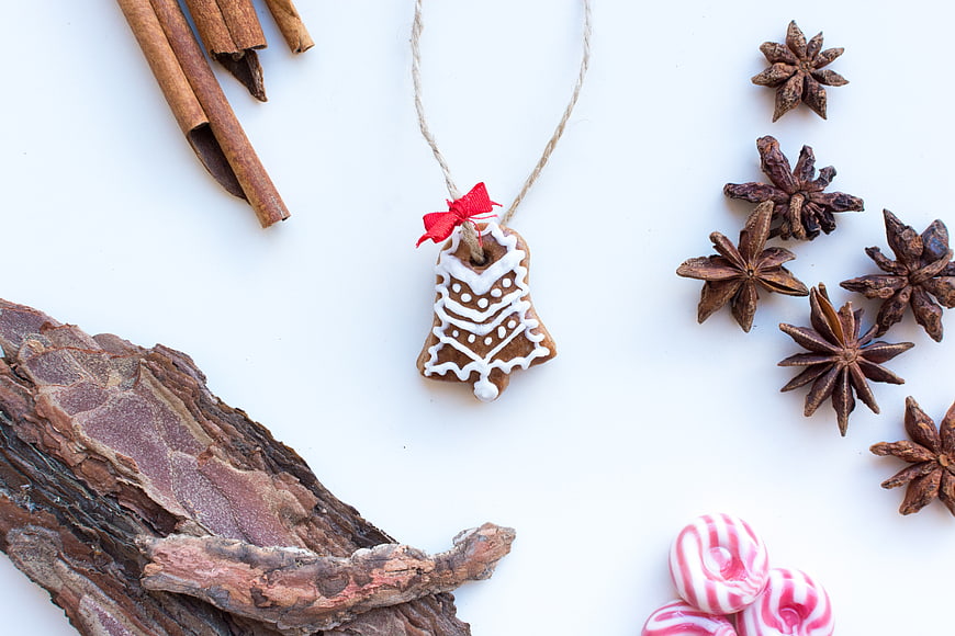 Christmas gingerbread ornament with cinnamon and star anise