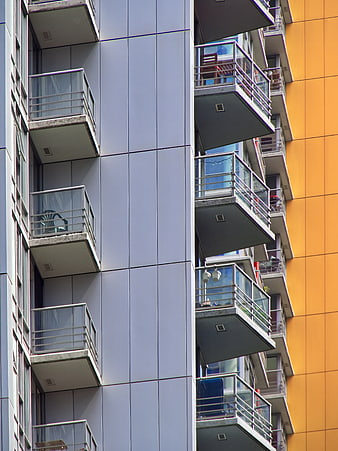 Modern Apartment Building Facade with Balconies
