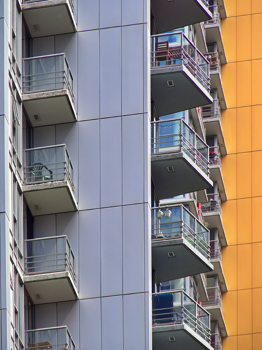 Modern Apartment Building Facade with Balconies