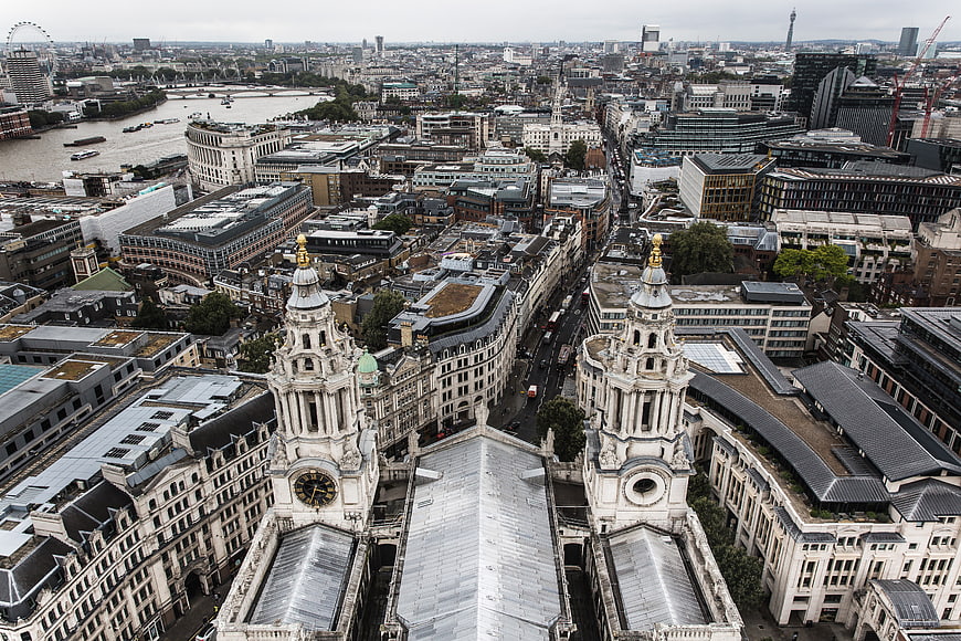 Aerial View of St. Paul's Cathedral and London Skyline