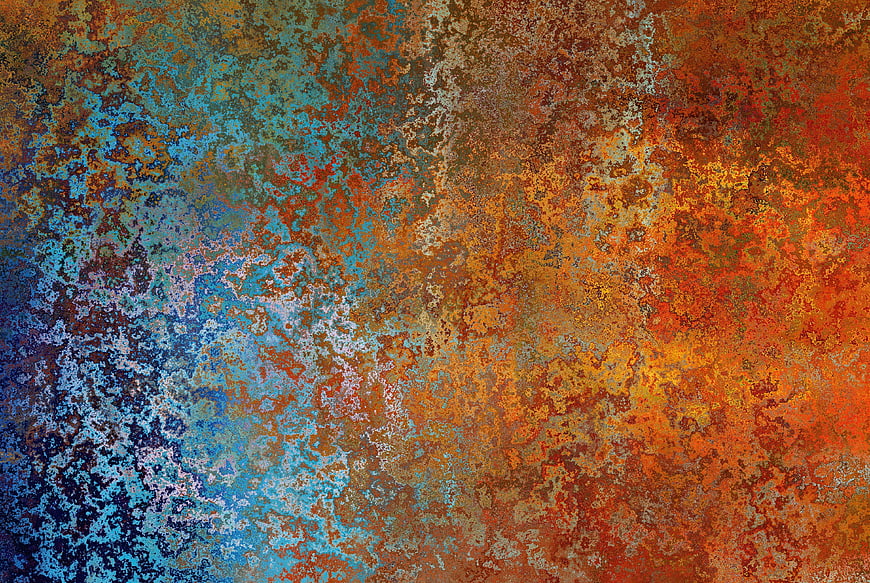 Abstract Rusty Metal Texture Background with Blue and Orange Tones