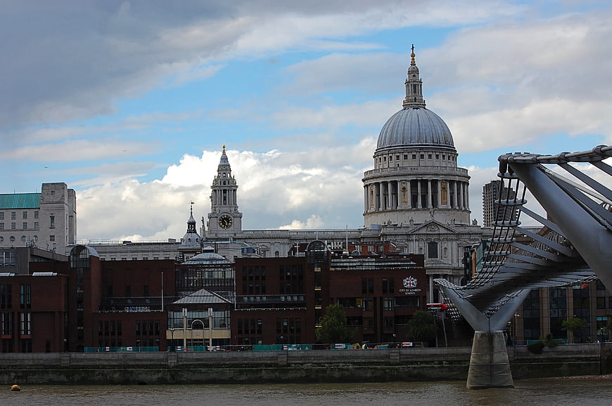 St Paul's Cathedral and Millennium Bridge London Skyline