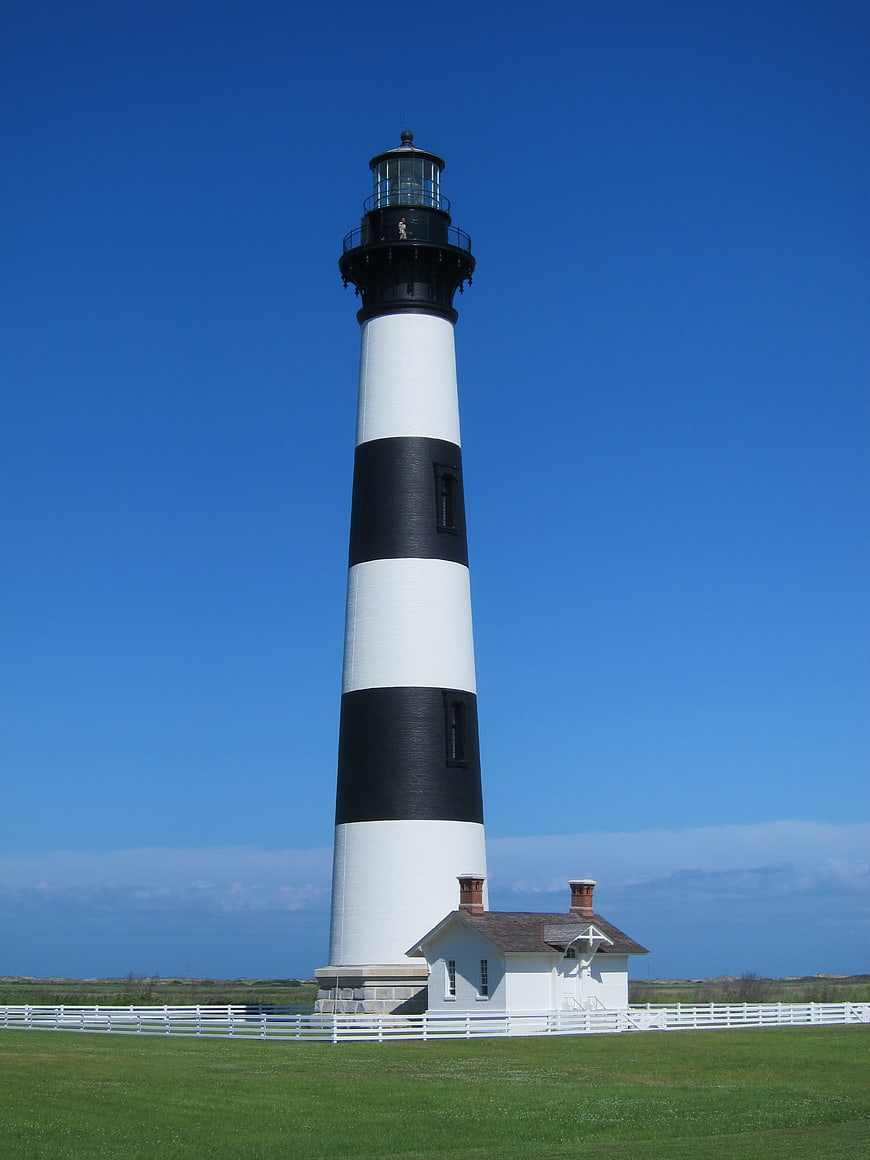 Bodie Island Lighthouse with black and white stripes