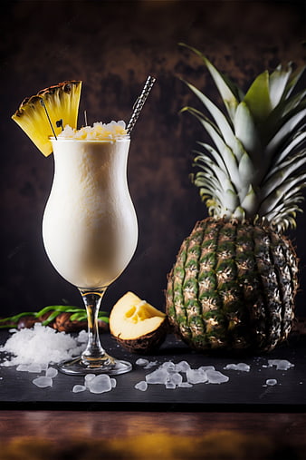 Creamy Pina Colada Cocktail with Fresh Pineapple and Coconut