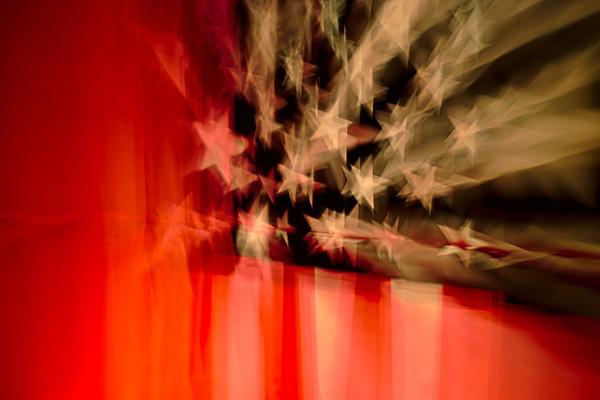 Abstract blurred American flag with motion effect