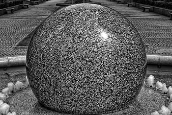 Black and white granite sphere fountain sculpture