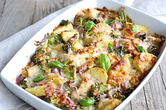 Baked Potato and Broccoli Casserole with Basil