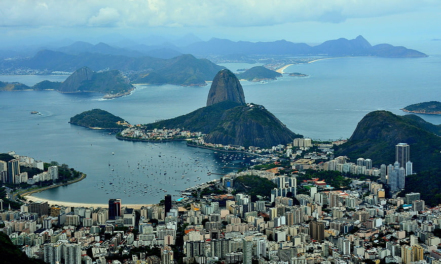 Aerial View of Rio de Janeiro with Sugarloaf Mountain and Guanabara Bay