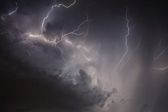 Dramatic Lightning Storm in Dark Night Sky