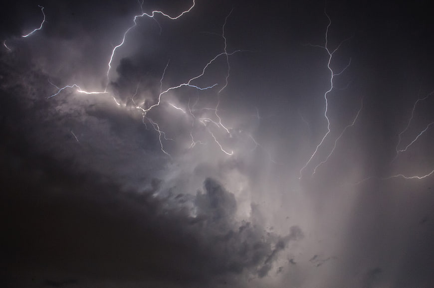 Dramatic Lightning Storm in Dark Night Sky