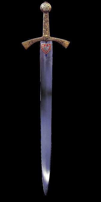 Historical Polish Royal Sword with Gold Hilt and Engraved Blade