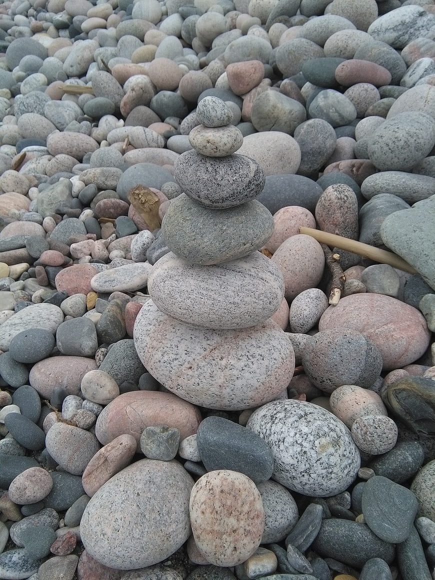 Stacked Zen Stones on Pebble Beach