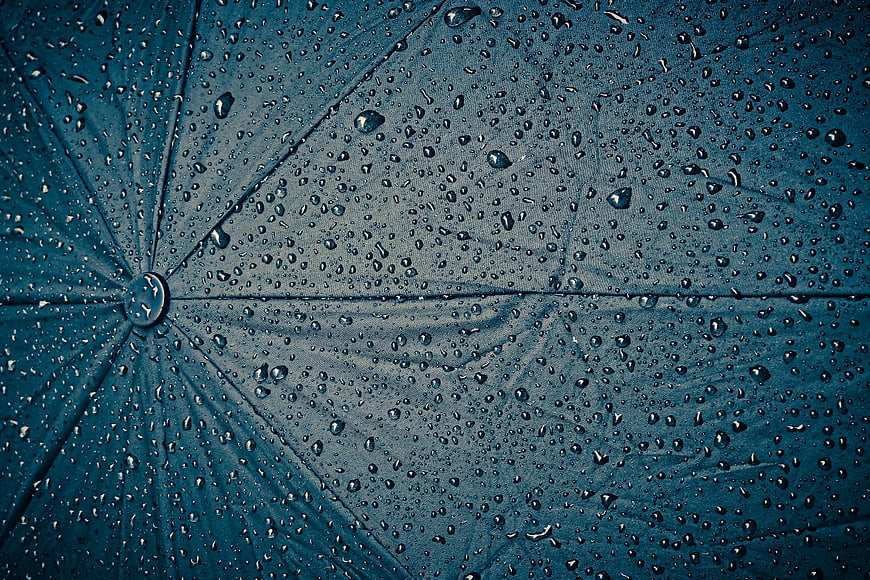 Blue Umbrella Raindrops Texture Background