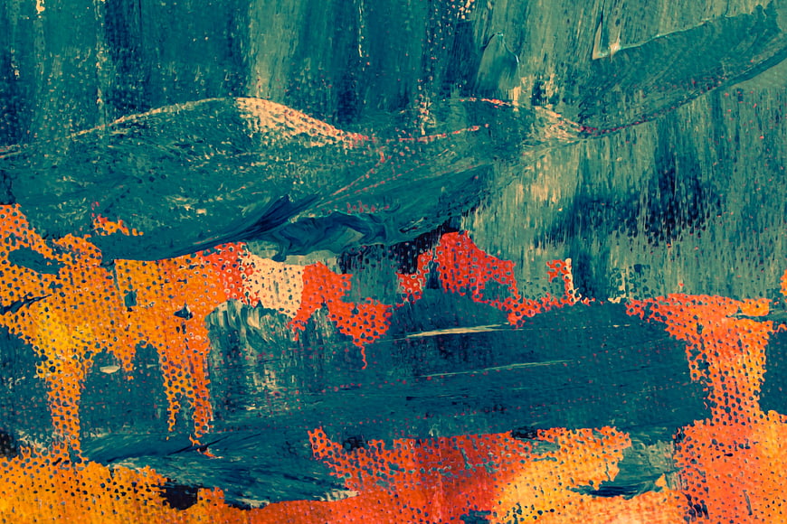 Abstract teal and orange textured paint background