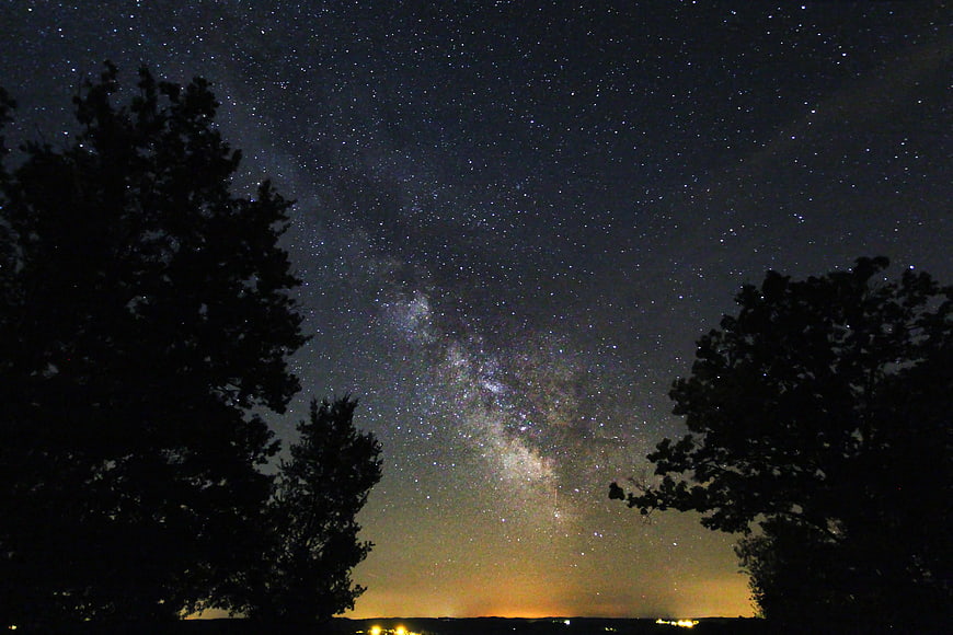 Milky Way Galaxy Night Sky with Silhouetted Trees