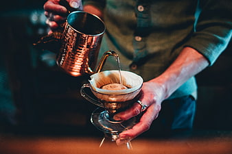 Barista Pouring Hot Water for Pour Over Coffee