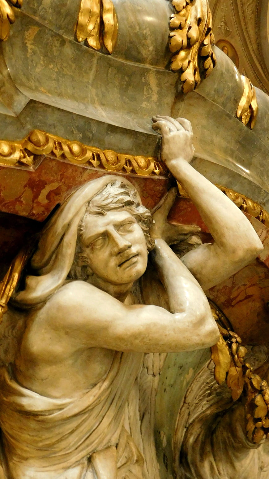 Baroque Marble Sculpture of Struggling Atlas Figure