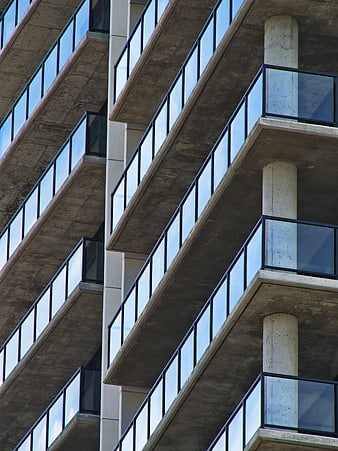 Modern Concrete Apartment Building Balconies