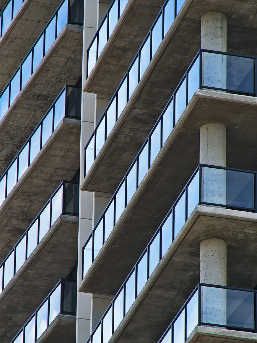Modern Concrete Apartment Building Balconies