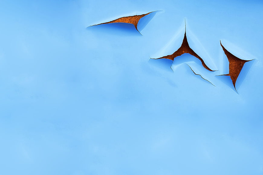 Abstract Blue Surface With Rusty Metal Scratches And Minimal Texture