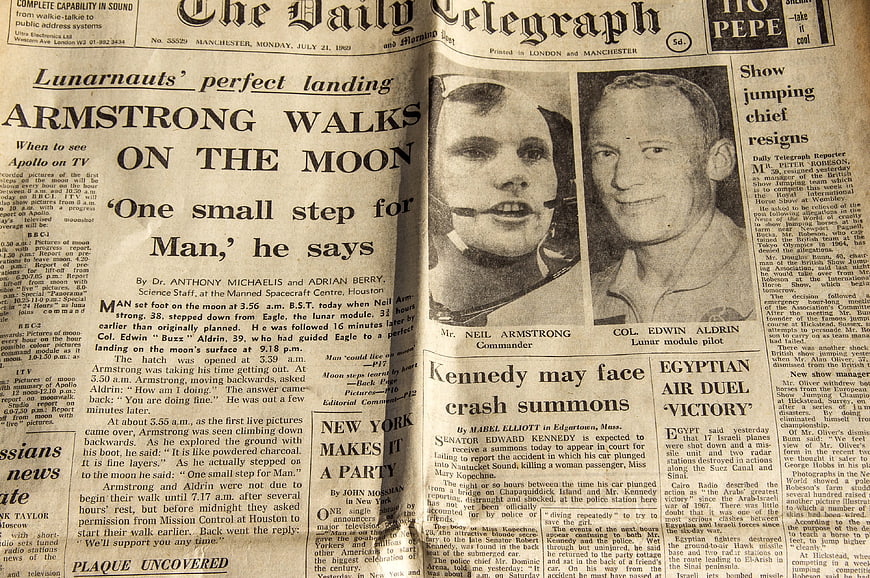 Vintage Daily Telegraph Newspaper Front Page Apollo 11 Moon Landing