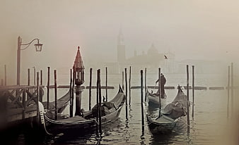 Misty Venice Gondolas at Dawn