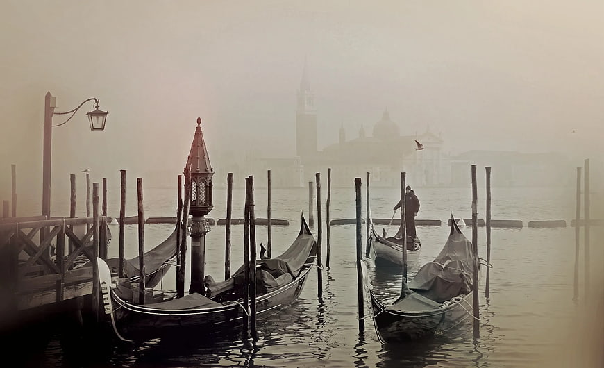 Misty Venice Gondolas at Dawn