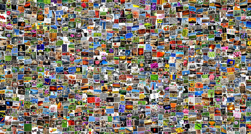 Dense Multicolored Photo Mosaic Collage Background