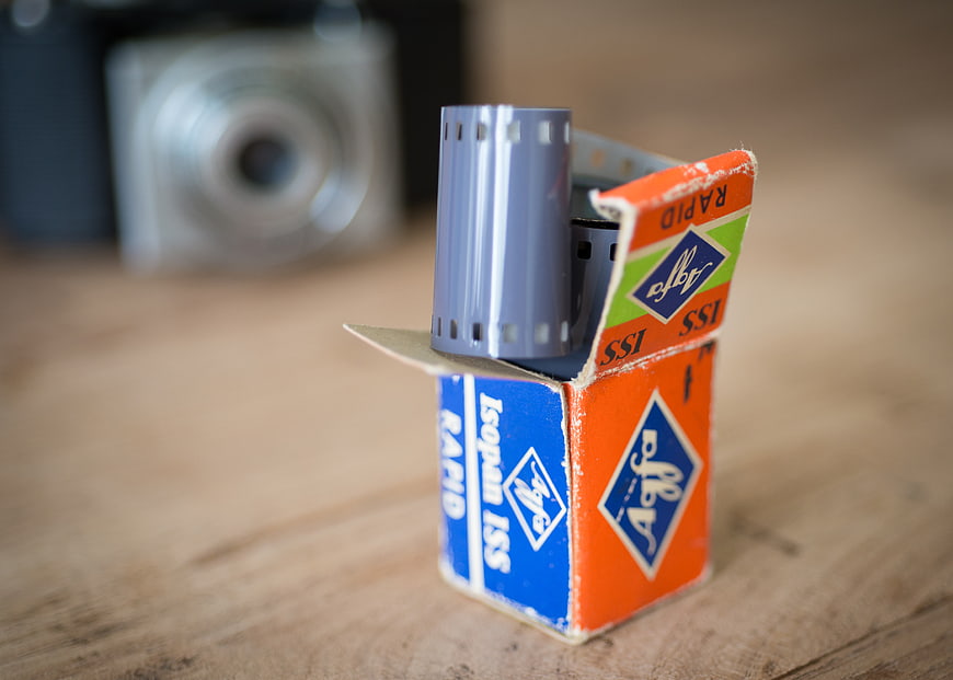 Vintage Agfa Isopan Rapid film roll in box