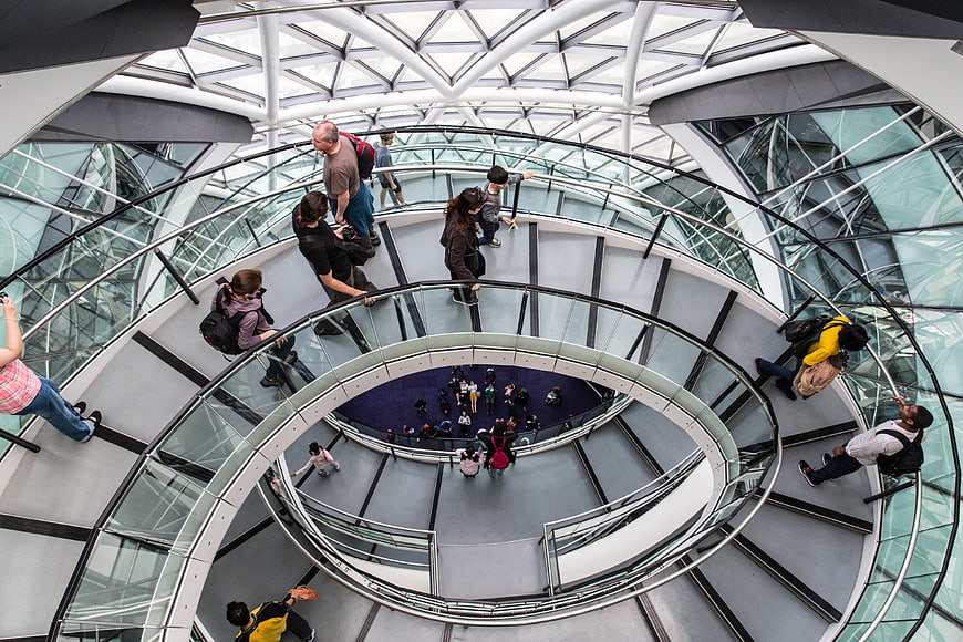 Helical Walkway Spiral Architecture with Tourists