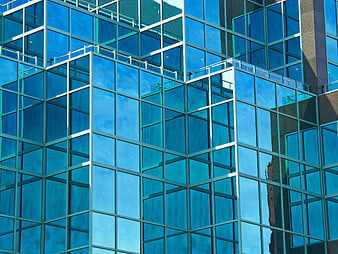 Modern Blue Glass Skyscraper Facade with Sky Reflections