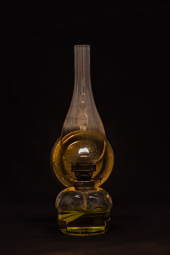 Vintage Kerosene Oil Lamp on Black Background