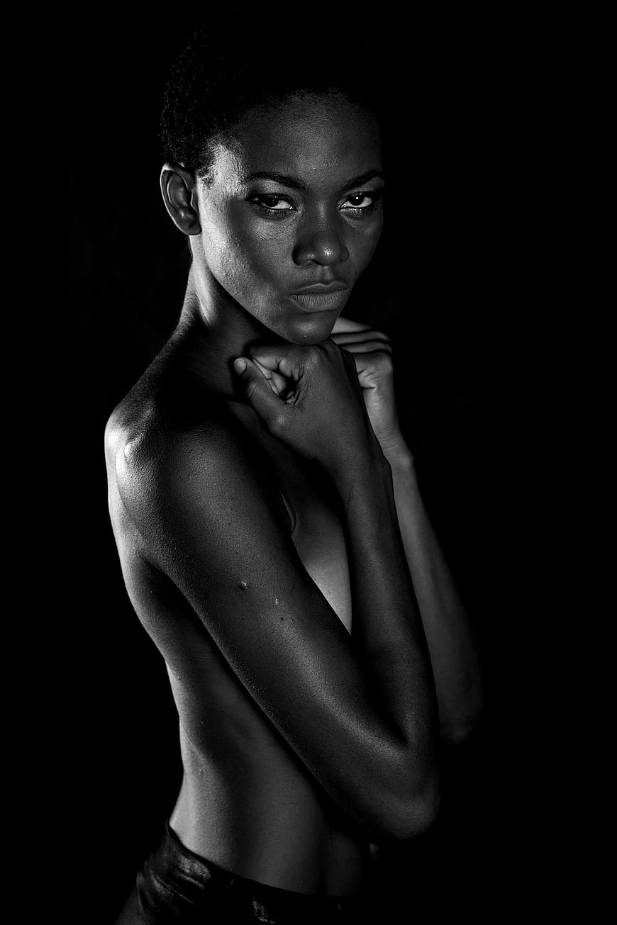 Dramatic Black and White Portrait of Woman