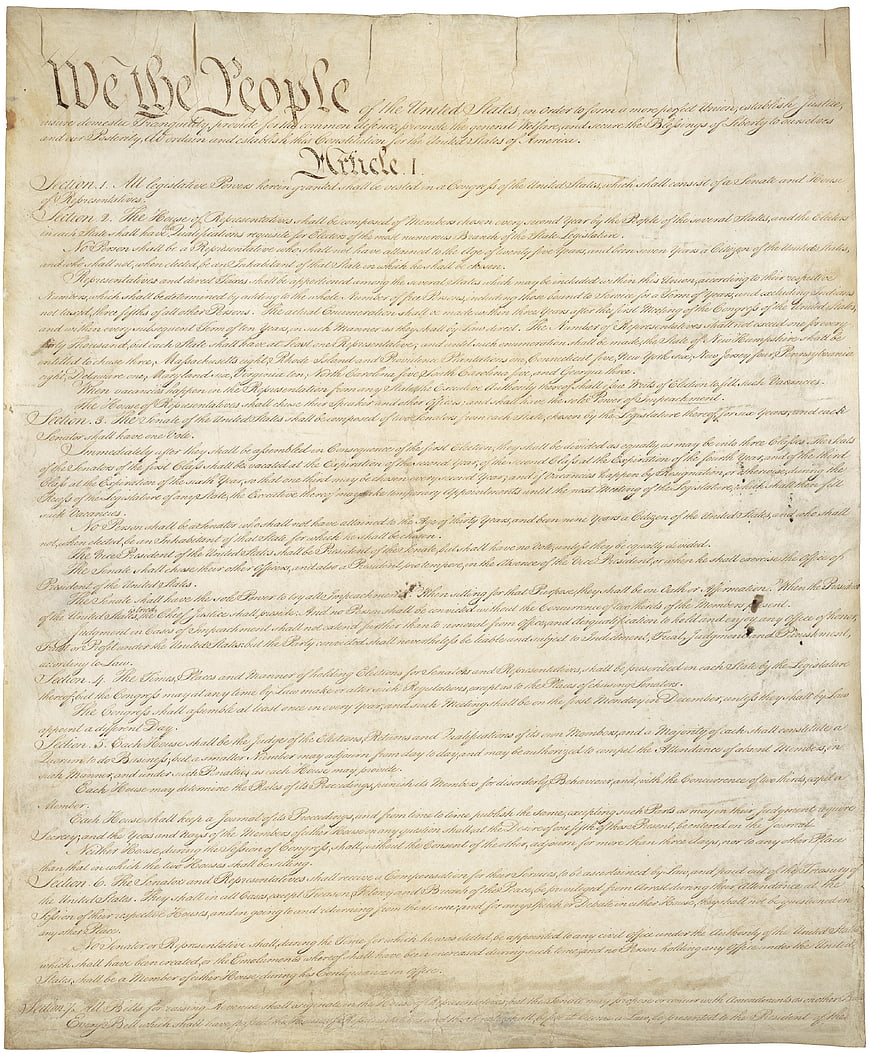Historical United States Constitution Document Page