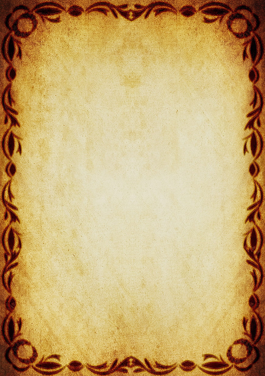 Vintage Parchment Paper Background with Decorative Brown Border