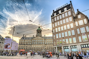 Dam Square Amsterdam with Royal Palace and ABN AMRO building