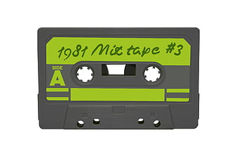 Vintage 1981 Mixtape Cassette Tape on White Background