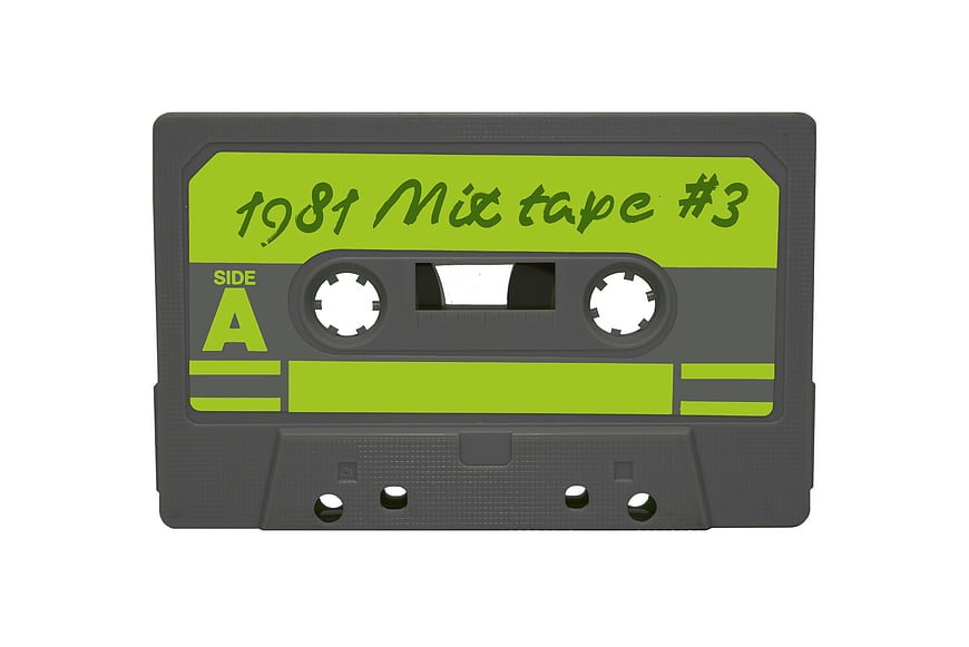 Vintage 1981 Mixtape Cassette Tape on White Background