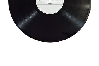Partial View Of Black Vinyl Record On White Background