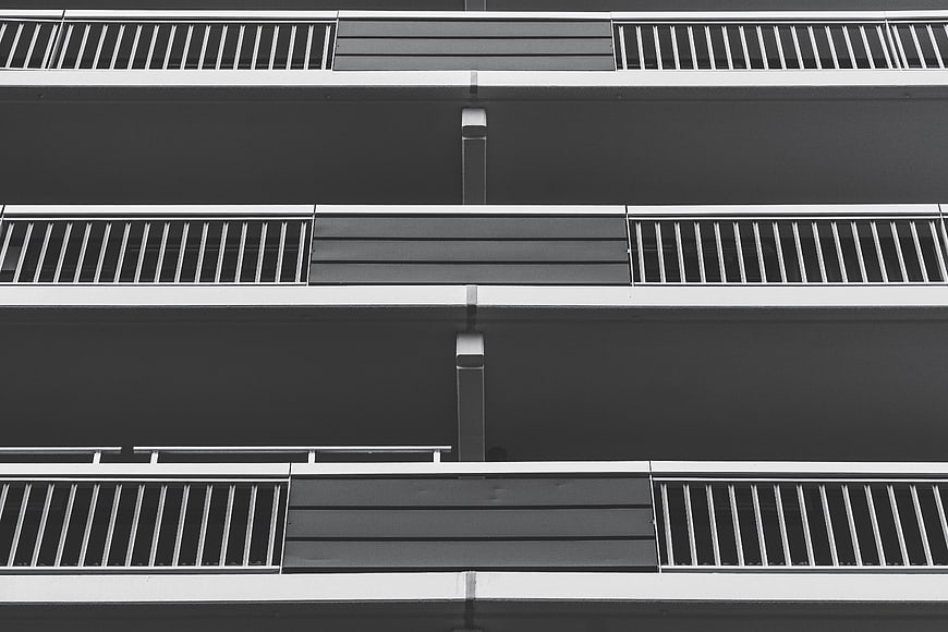 Black and white abstract modern apartment balcony architecture