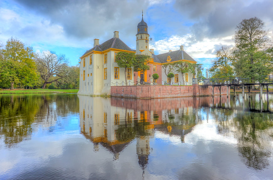 Freylema Castle Reflection in Water, Groningen, Netherlands