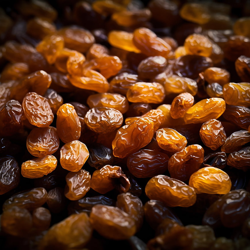 Close-up of Golden and Dark Raisins